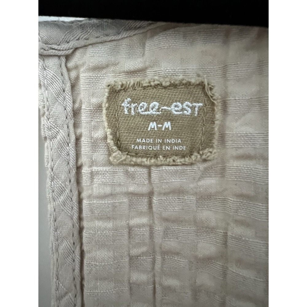 NWT Free People free-est Ciara Pucker Check Midi Dress Minimalist Size M Oatmeal - Picture 7 of 16